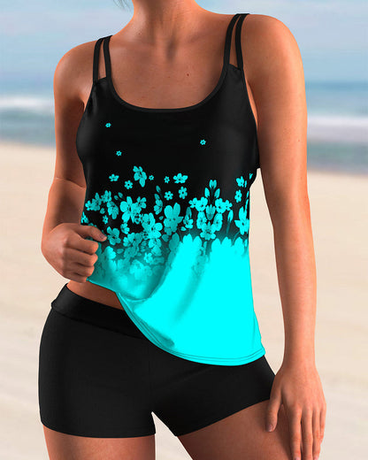 Modny zestaw tankini z kwiatowym wzorem