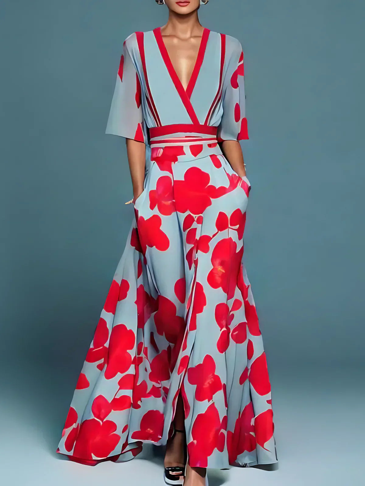 Elegancka sukienka w kwiaty do torebki