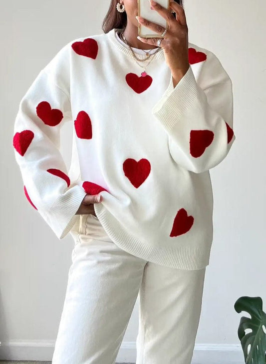 Sweter z motywem serca dla kobiet