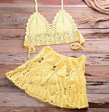 Elodie - Stylowy szydełkowy komplet bikini dla kobiet