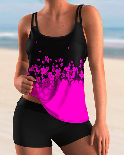 Modny zestaw tankini z kwiatowym wzorem