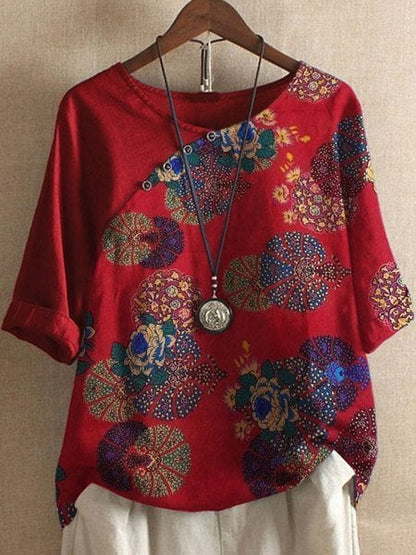 Vanessa | Koszula z krótkim rękawem w kwiatowy wzór, styl boho