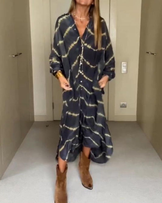 Długa sukienka w stylu boho w paski