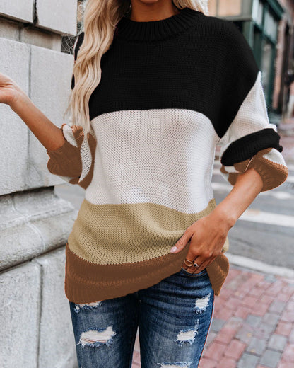 Sweter patchworkowy z dzianiny