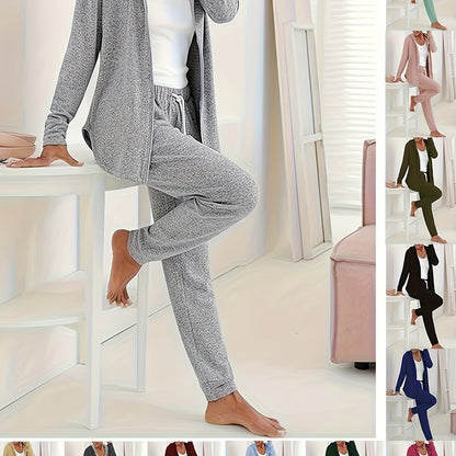 Heidi fashion Wygodna bielizna nocna: bluza z kapturem i spodnie z długim rękawem
