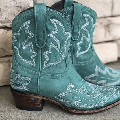 Lina - haftowane skórzane buty kowbojskie