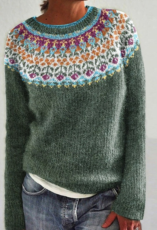 Sweter damski z wzorem ogrodowym