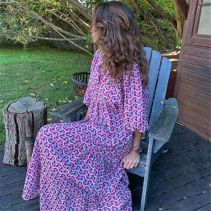 Gabriela - Wysokiej jakości sukienka maxi z pięknym wzorem