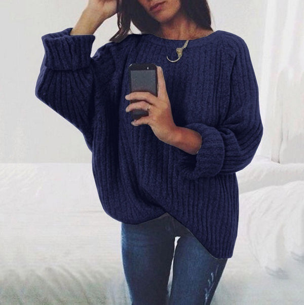 Wygodny sweter oversize z klasycznym okrągłym dekoltem