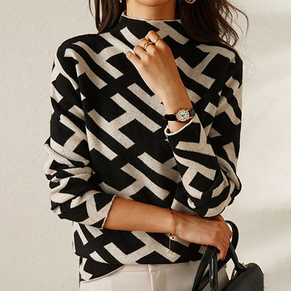 Damska elegancka bluza w geometryczne wzory