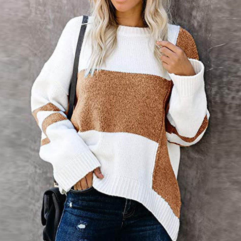 Swobodny patchworkowy sweter