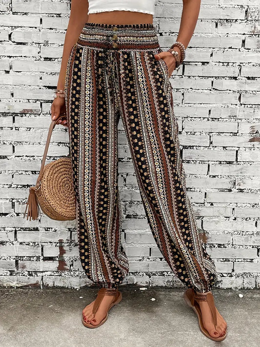 Naomi | Szerokie spodnie z nadrukiem w stylu boho | Luźne i stylowe | Przewiewny materiał