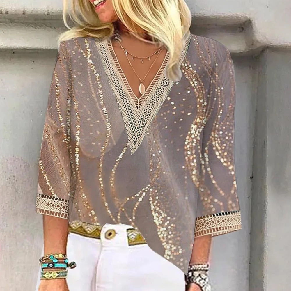 Letnia bluzka Luna | Boho-Chic V-Neck