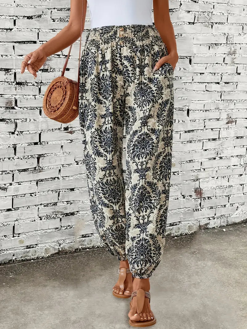 Naomi | Szerokie spodnie z nadrukiem w stylu boho | Luźne i stylowe | Przewiewny materiał
