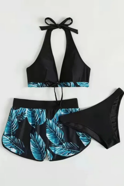 3-częściowy zestaw bikini z nadrukiem liści dla kobiet Ava |