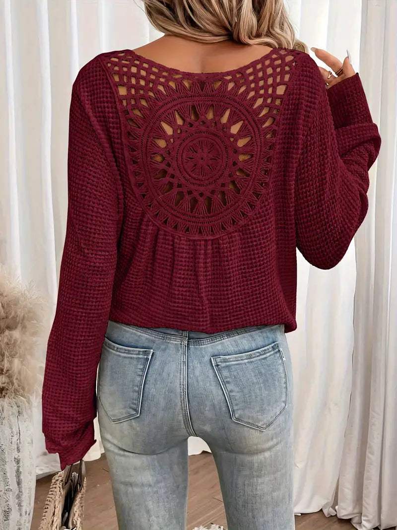 Sweter damski z dzianiny V-Neck