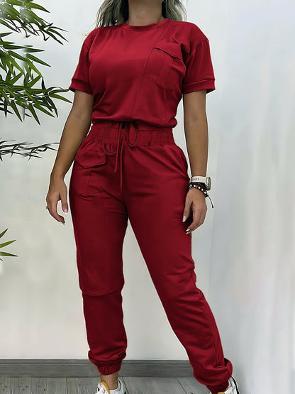 Heidi Fashion - Casualowy jesienny dwuczęściowy zestaw joggerów i topu dla kobiet