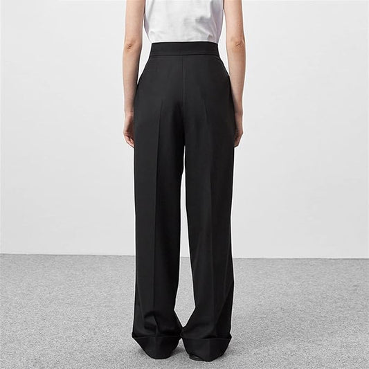 Flora - Damskie spodnie oversize z satyny