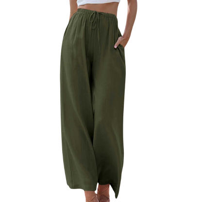 Mila | Szerokie spodnie ze sznurkiem | Casual Comfort | Przewiewna wiskoza