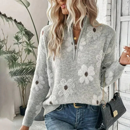 Wiosenny sweter w kwiaty dla kobiet