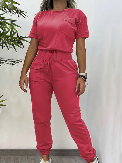 Heidi Fashion - Casualowy jesienny dwuczęściowy zestaw joggerów i topu dla kobiet