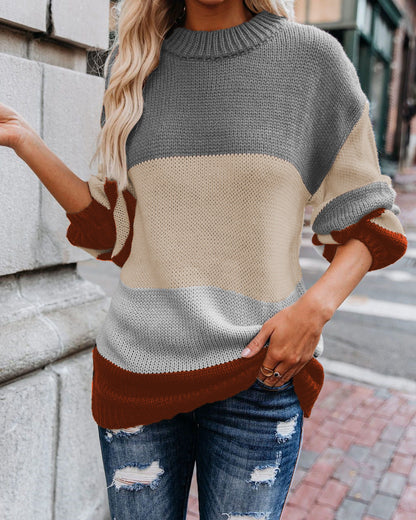 Sweter patchworkowy z dzianiny