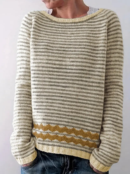 Sweter damski w paski z długim rękawem