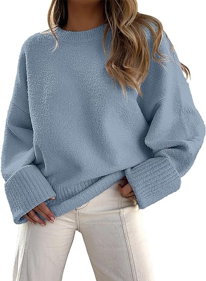 Sweter z okrągłym dekoltem i długimi rękawami