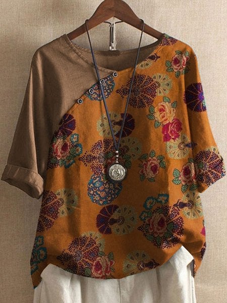 Vanessa | Koszula z krótkim rękawem w kwiatowy wzór, styl boho