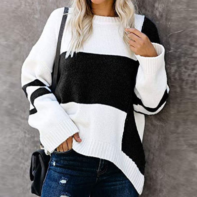 Swobodny patchworkowy sweter
