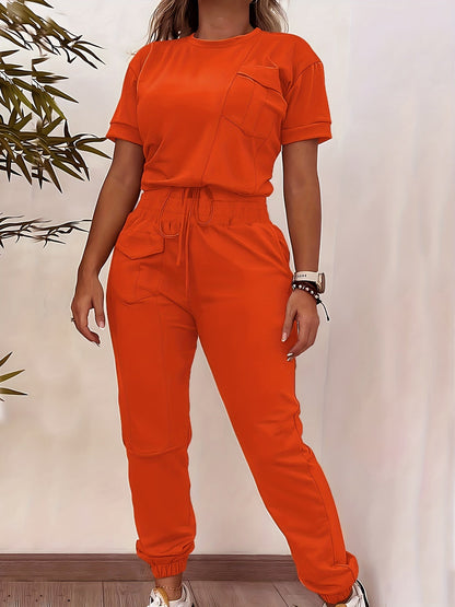 Heidi Fashion - Casualowy jesienny dwuczęściowy zestaw joggerów i topu dla kobiet