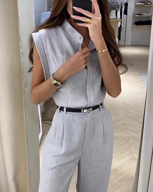 Margaux - Elegancki strój z prostą koszulą i spodniami