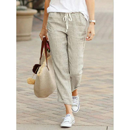 Lniane spodnie damskie casual