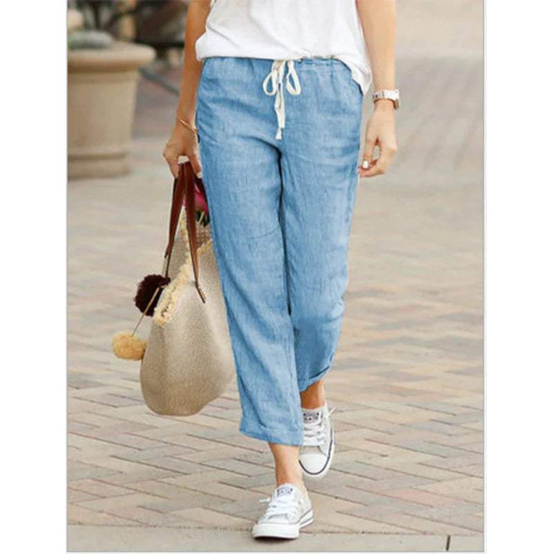 Lniane spodnie damskie casual