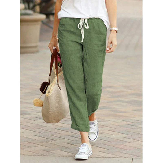Lniane spodnie damskie casual