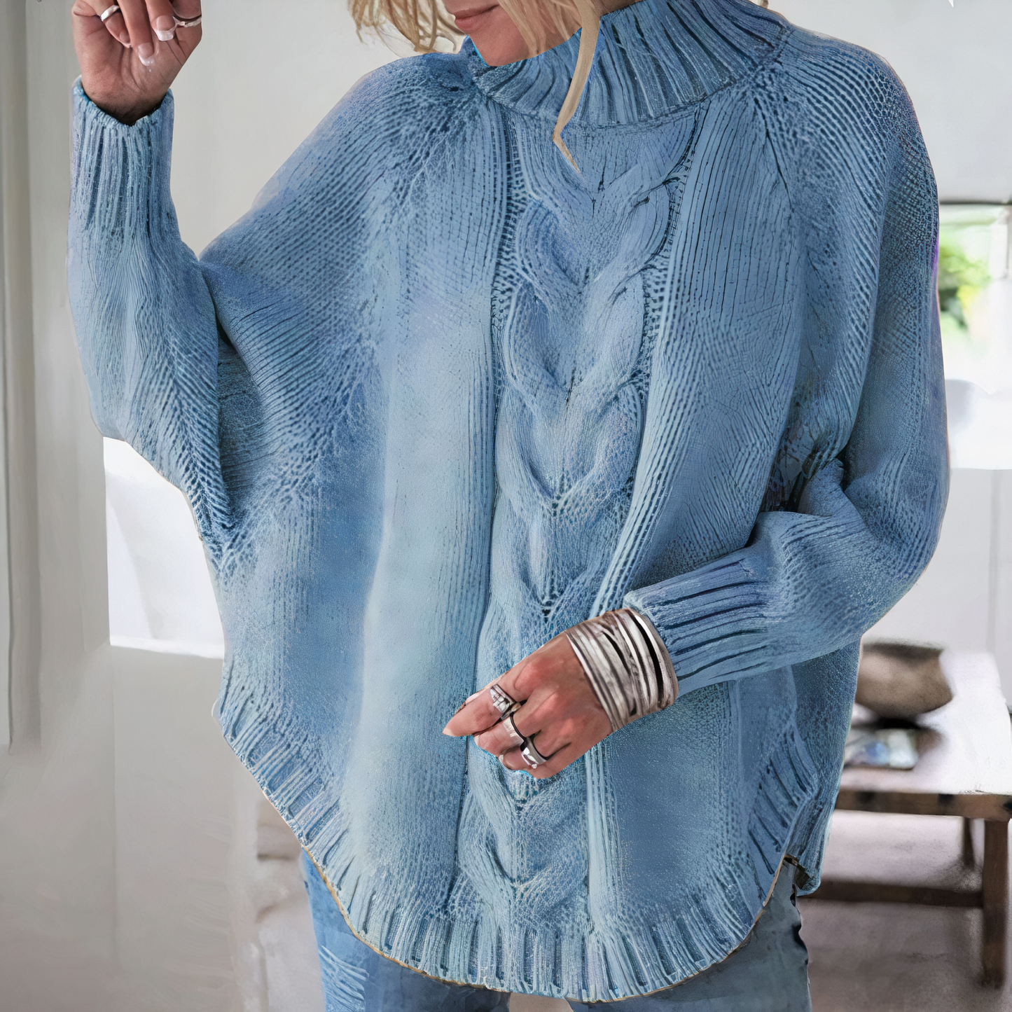 Dzianinowy sweter z nietoperzowymi rękawami - Ariah