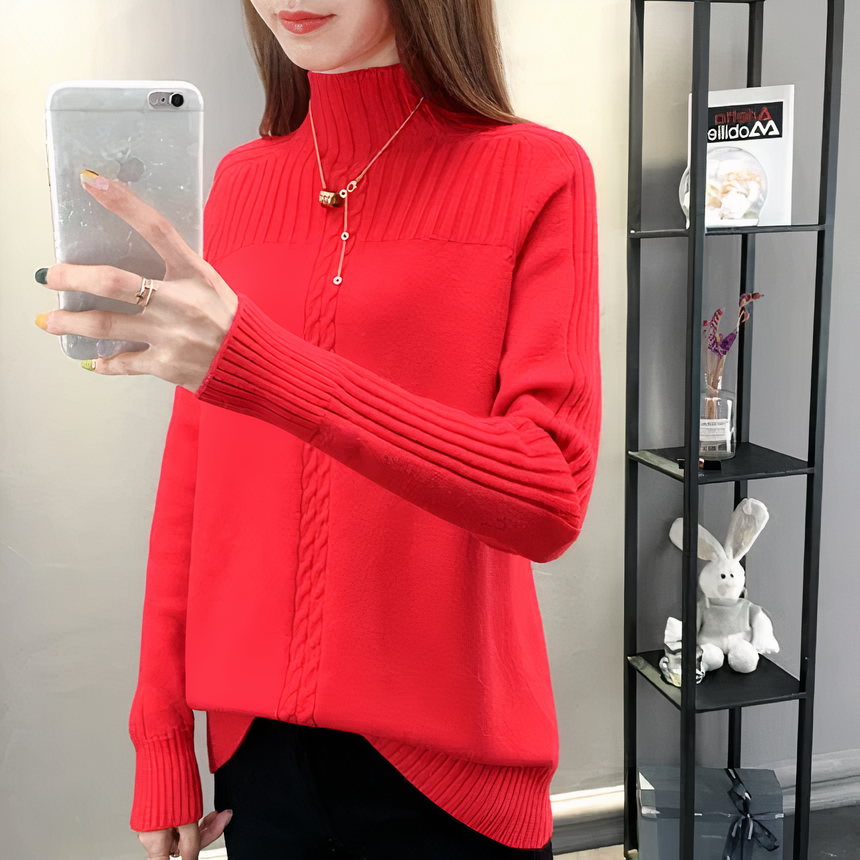 Sweter z golfem i dzianinowym wzorem - Anna