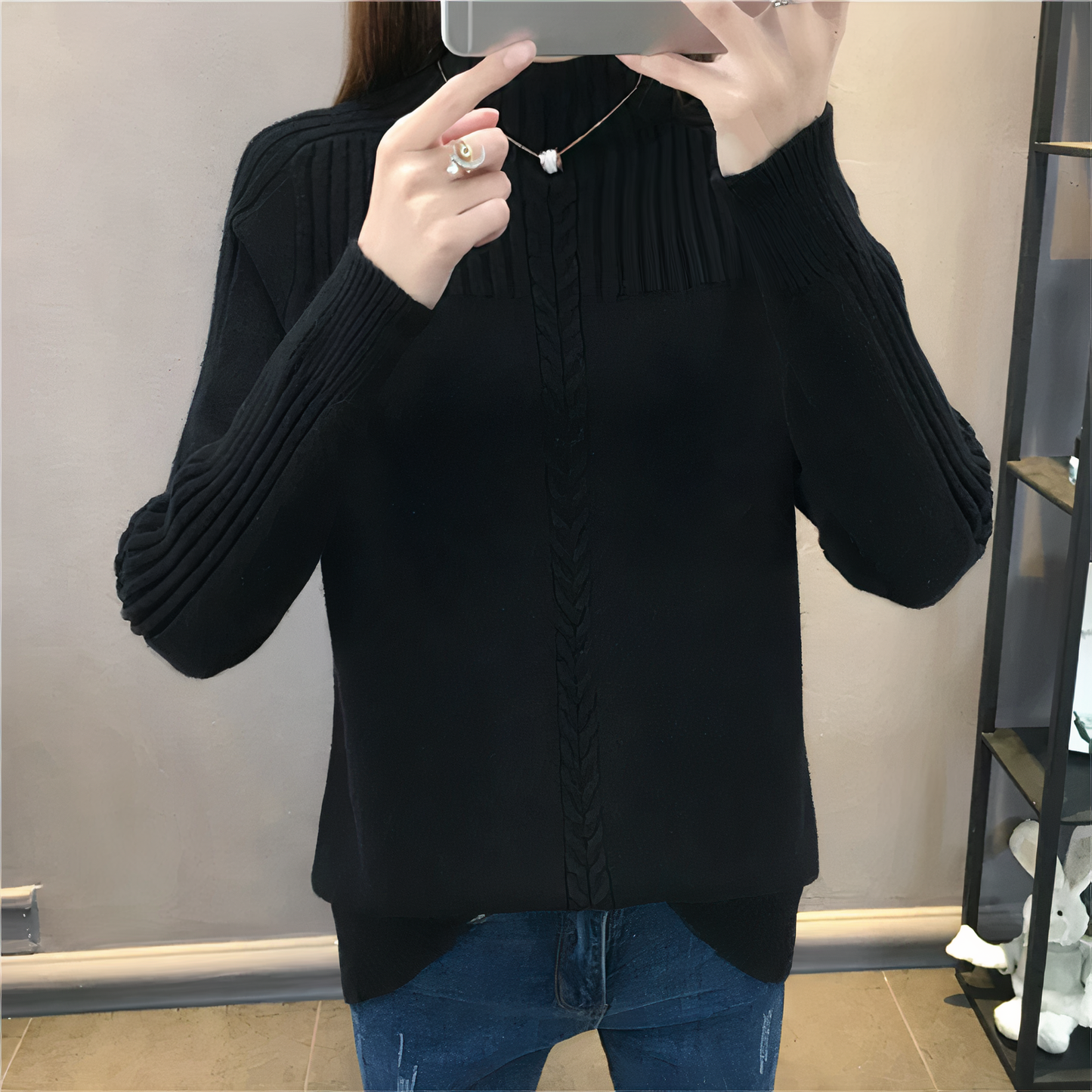 Sweter z golfem i dzianinowym wzorem - Anna