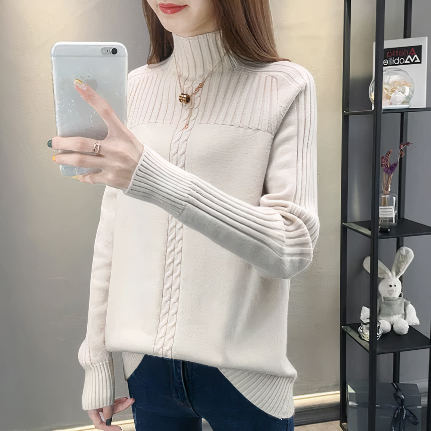 Sweter z golfem i dzianinowym wzorem - Anna