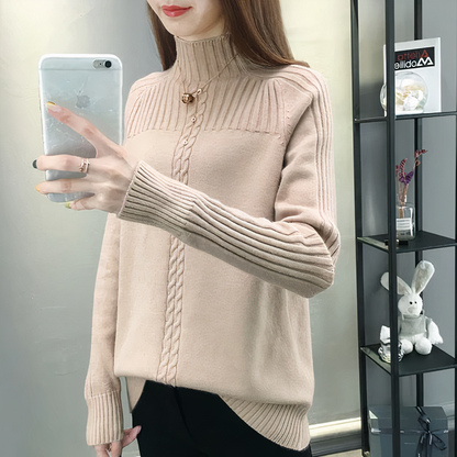 Sweter z golfem i dzianinowym wzorem - Anna