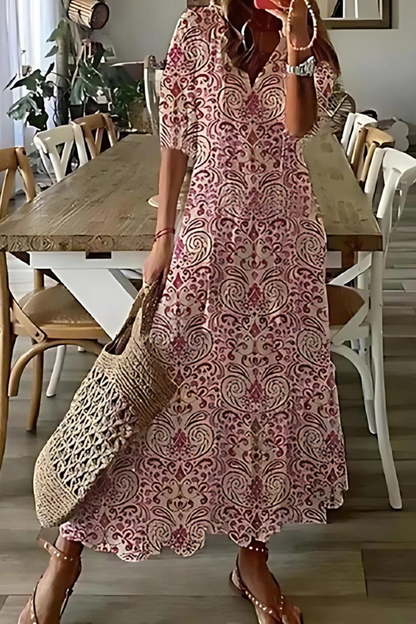 Anouk - Długa elegancka sukienka w kwiaty
