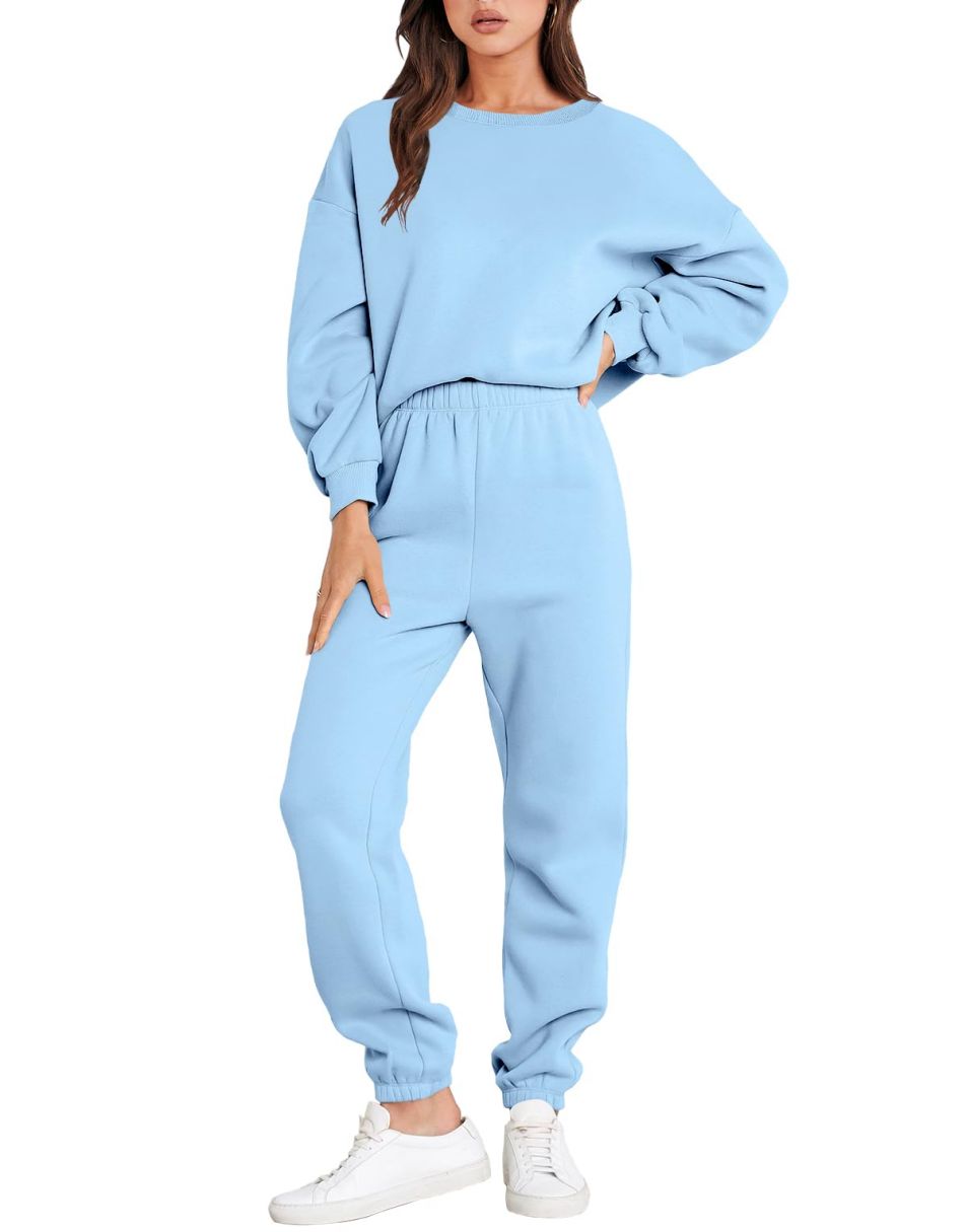 Heidi Fashion - Casualowy jesienny dres z okrągłym dekoltem i spodnie jogger dla kobiet