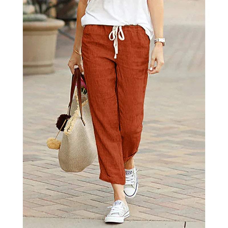 Lniane spodnie damskie casual