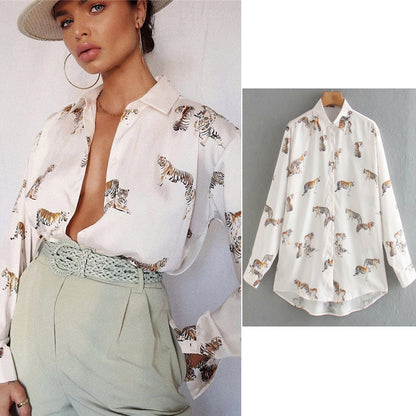 Didi Animal Print Blouse | Elegancka satynowa bluzka dla kobiet