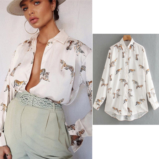 Didi Animal Print Blouse | Elegancka satynowa bluzka dla kobiet