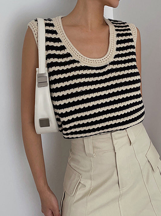 Szydełkowy sweter kardigan Taniele-Classy Stripe
