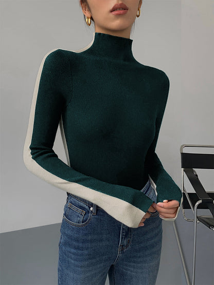 Sweter damski / sweter | Dwukolorowa dwustronna dzianina z długim rękawem