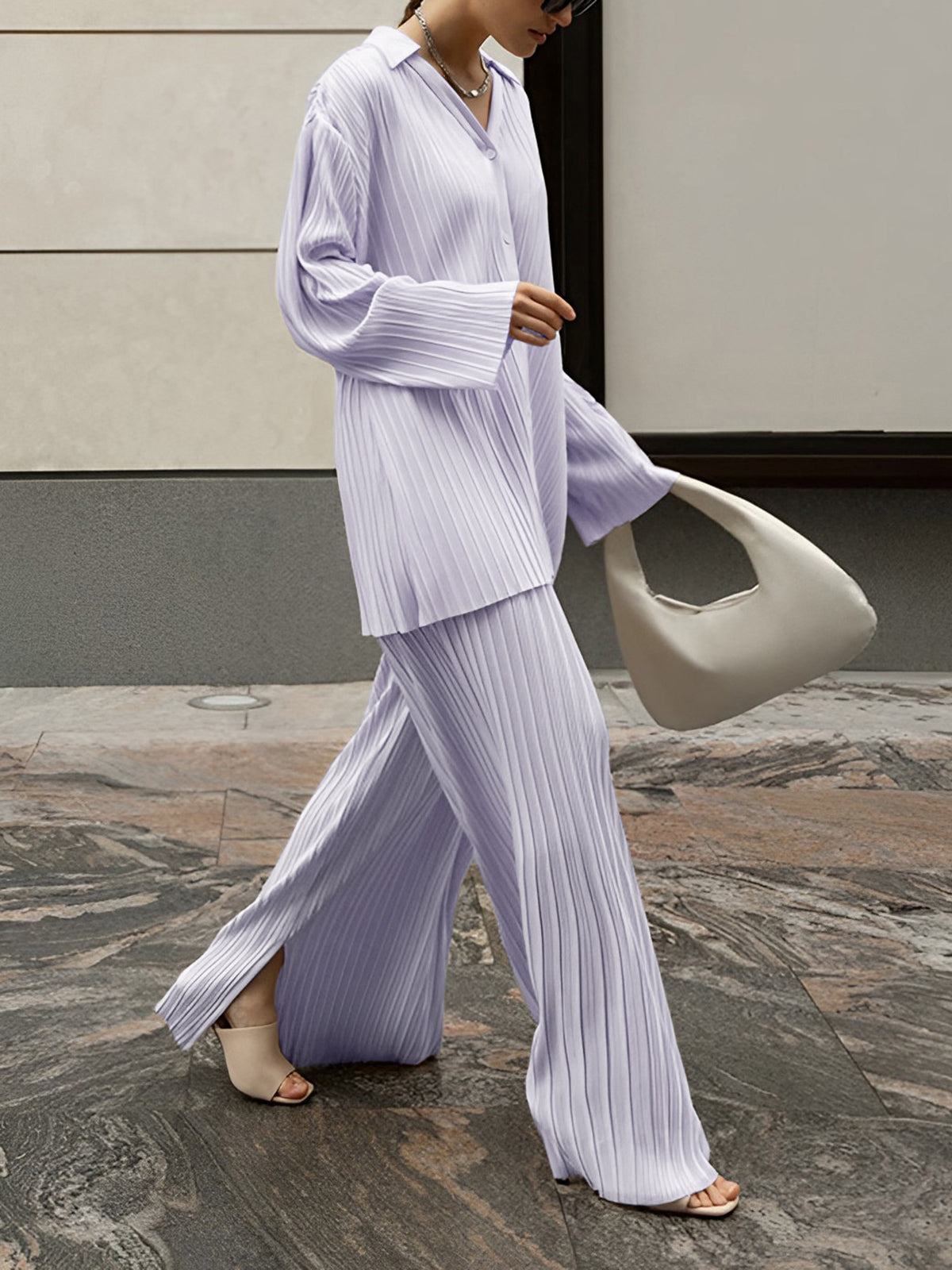 2-częściowy zestaw rekreacyjny Oversize/Outfit | Plisowane kieszenie