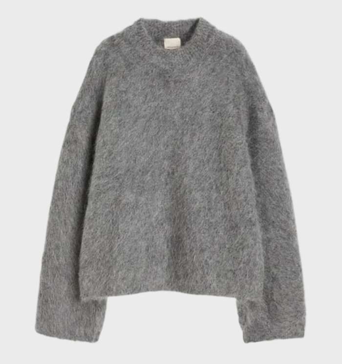 Helga - Sweter damski Casual z prostego moheru z okrągłym dekoltem