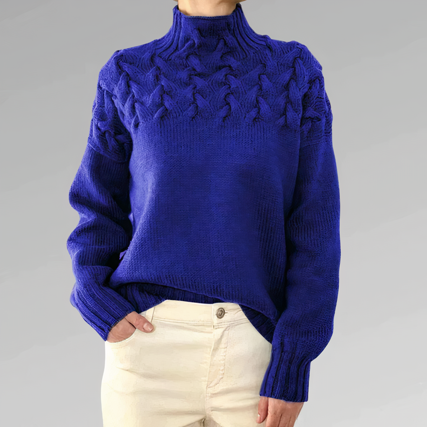 Sweter z dzianiny z wzorem w kable - Chloé